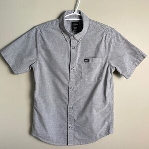 RVCA Boy's Gray Button‎ Down Short Sleeve Dress Shirt Size Medium